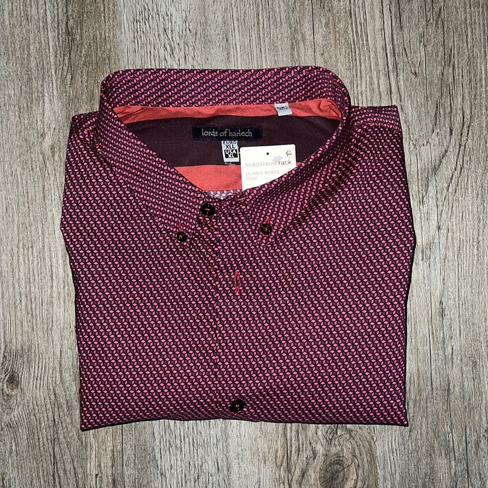 ✨NWT Lords of Harlech men's bottom down long sleeves Cotton shirt Size XL